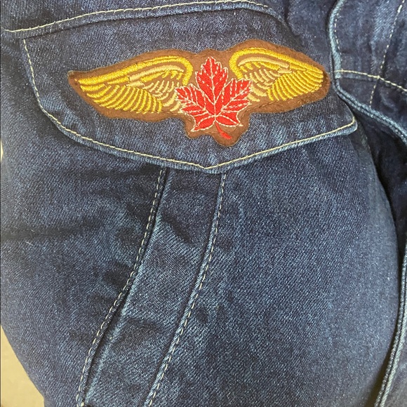 Vintage 1980’s Dual Control Denim Navy Sherpa Collar Bomber Jacket - Picture 5 of 12